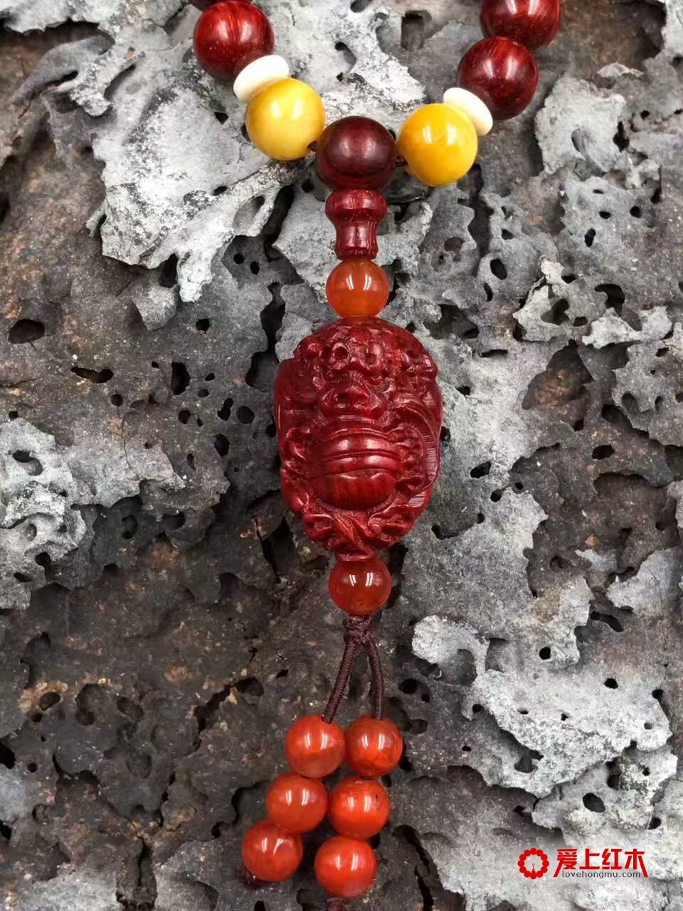印度小叶紫檀0.8*108玻璃底带细金星手串《事事如意》-5
