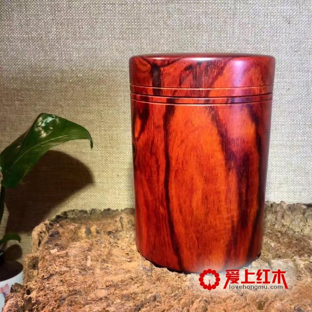 收藏级印度小叶紫檀茶叶罐，大号款的，老料带星-4