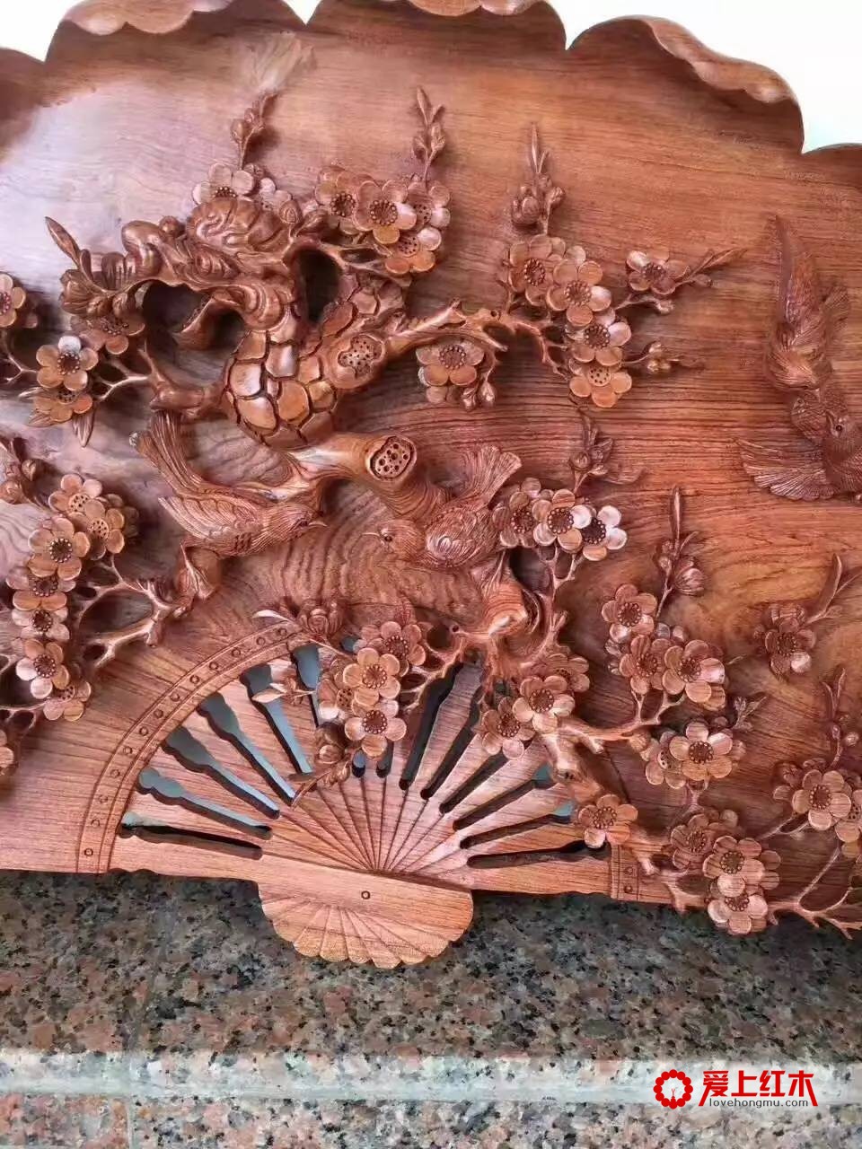 缅甸花梨木雕刻摆件《喜上眉梢》寓意吉祥送礼佳品-3