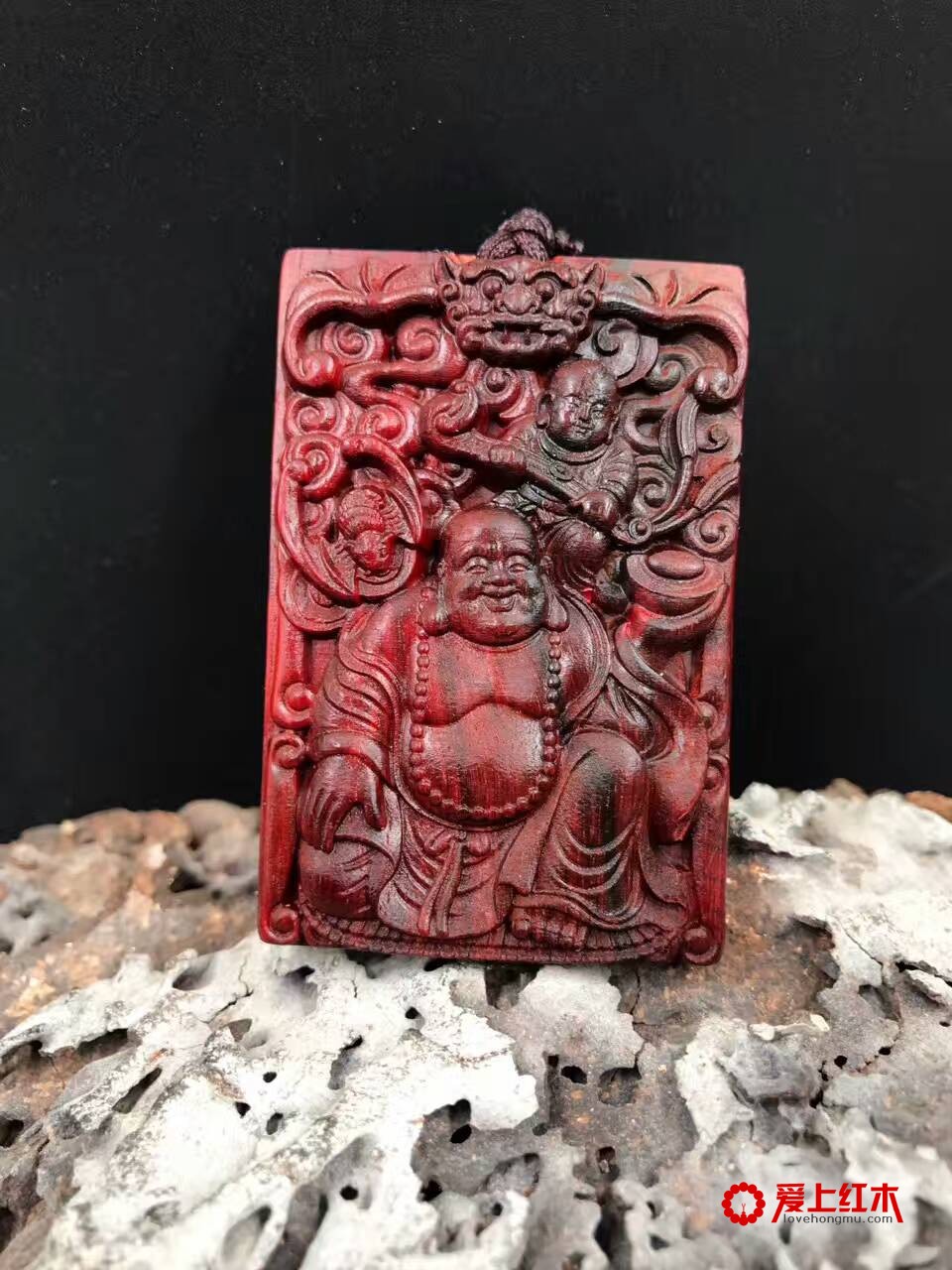 印度小叶紫檀笑佛吊坠 雕工精美笑口常开-4
