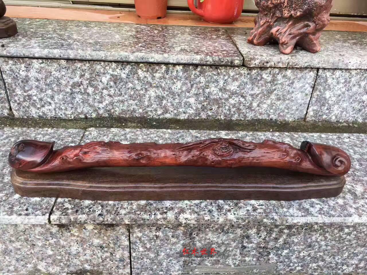 小叶紫檀把件《如意灵芝》精工雕刻油性好-4
