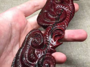 小叶紫檀《灵芝香插》 小巧逼真精致