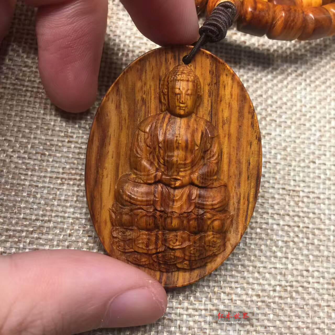 槺梨搭配大日如来手串 海南黄花梨虎皮纹-2