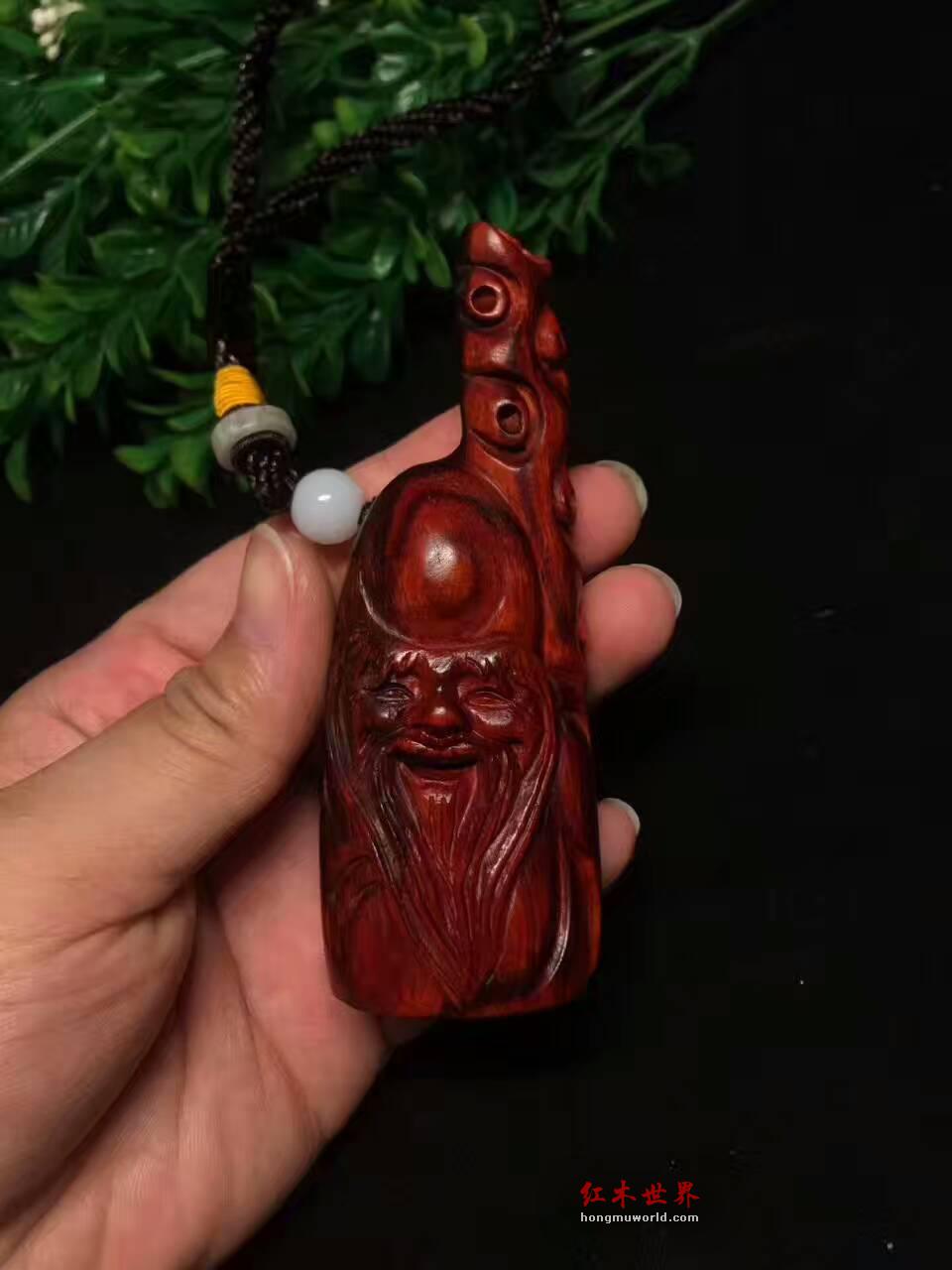 小叶紫檀把件《寿星公》雕刻逼真小巧玲珑适合把玩-2