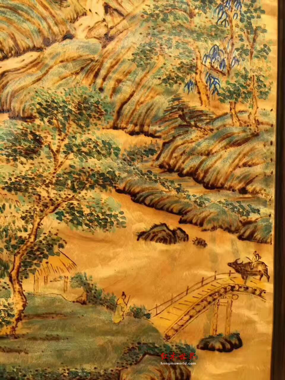 金丝楠木油画《夏山叠翠》 酒店会所装饰首选-5