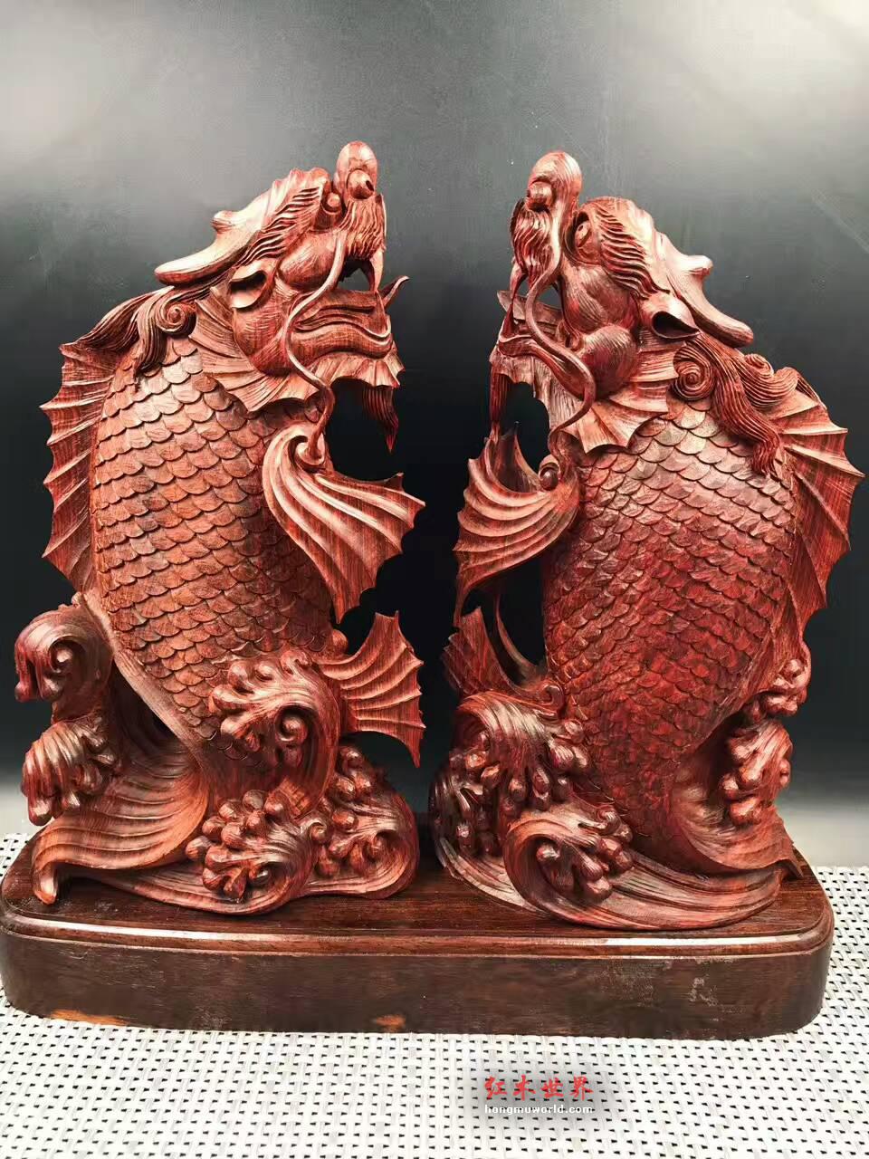 印度小叶紫檀摆件《独占鳌头》纯手工雕刻走轻刀-2