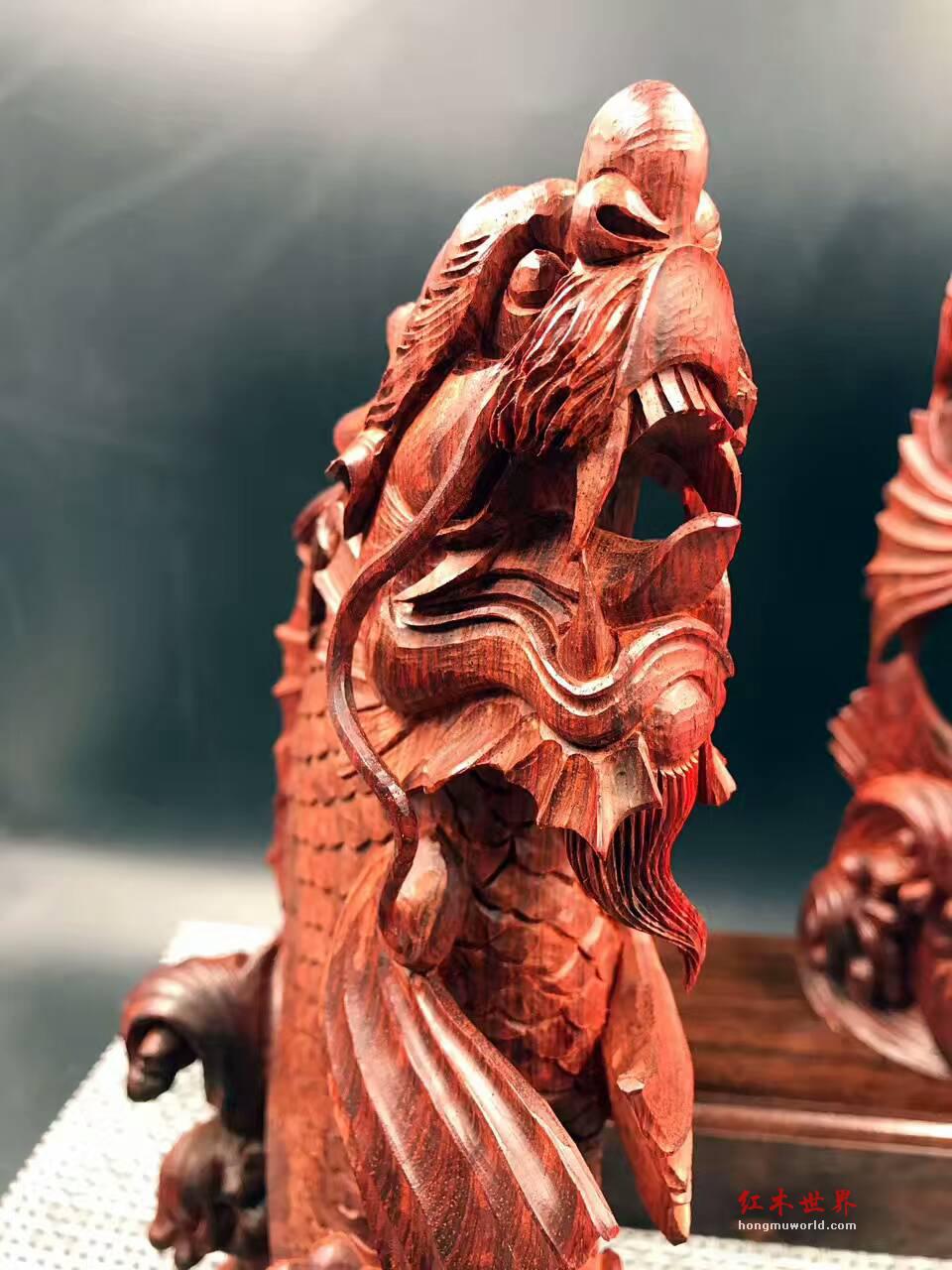 印度小叶紫檀摆件《独占鳌头》纯手工雕刻走轻刀-1