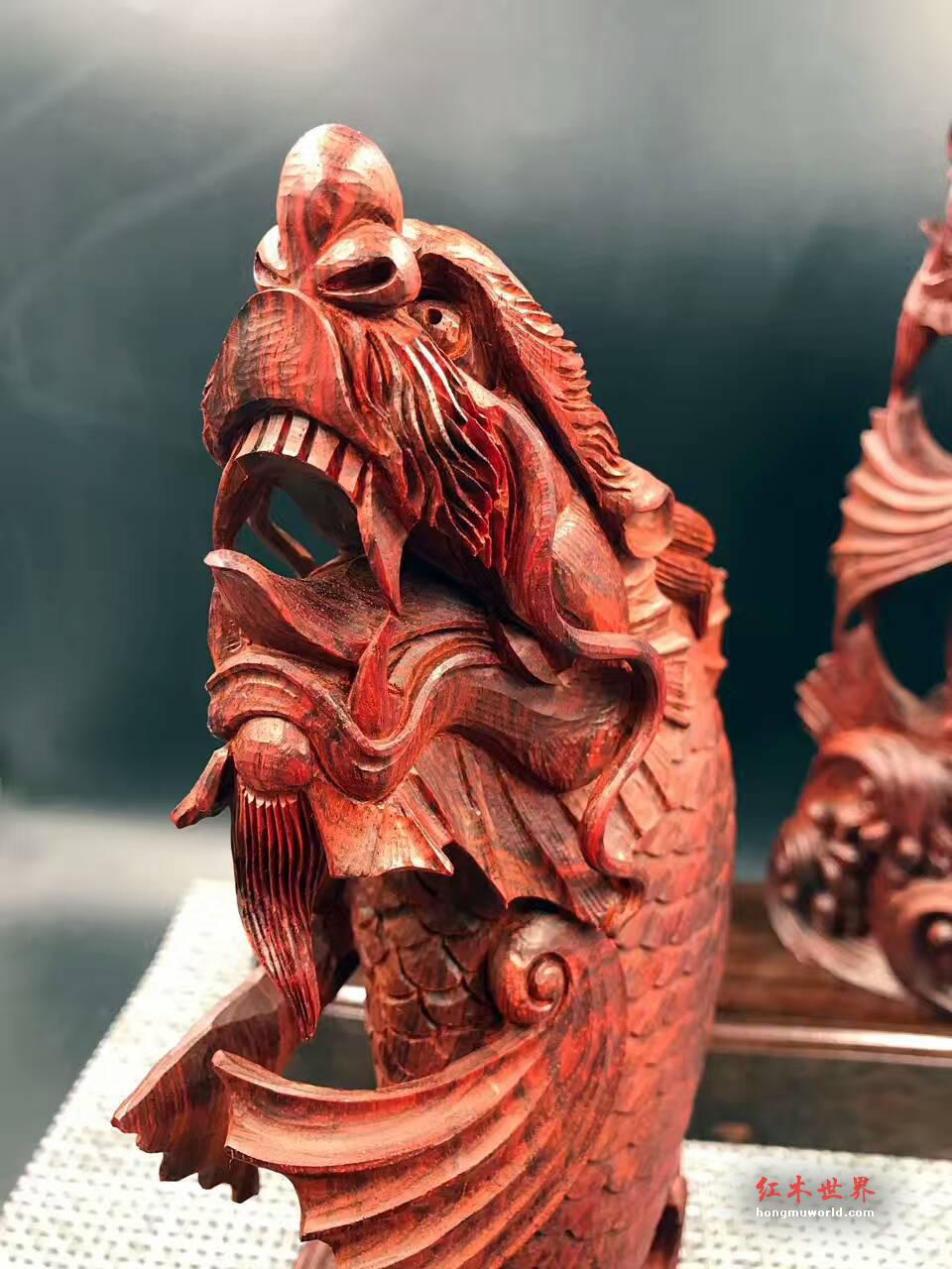 印度小叶紫檀摆件《独占鳌头》纯手工雕刻走轻刀-4