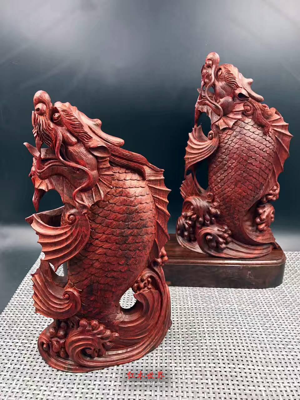 印度小叶紫檀摆件《独占鳌头》纯手工雕刻走轻刀-3