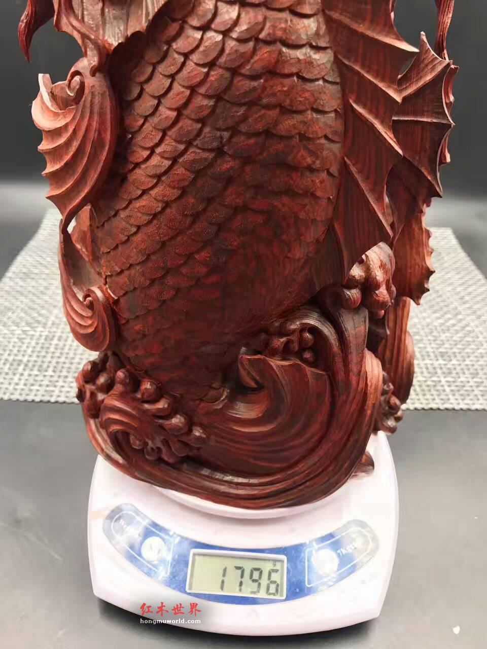 印度小叶紫檀摆件《独占鳌头》纯手工雕刻走轻刀-5