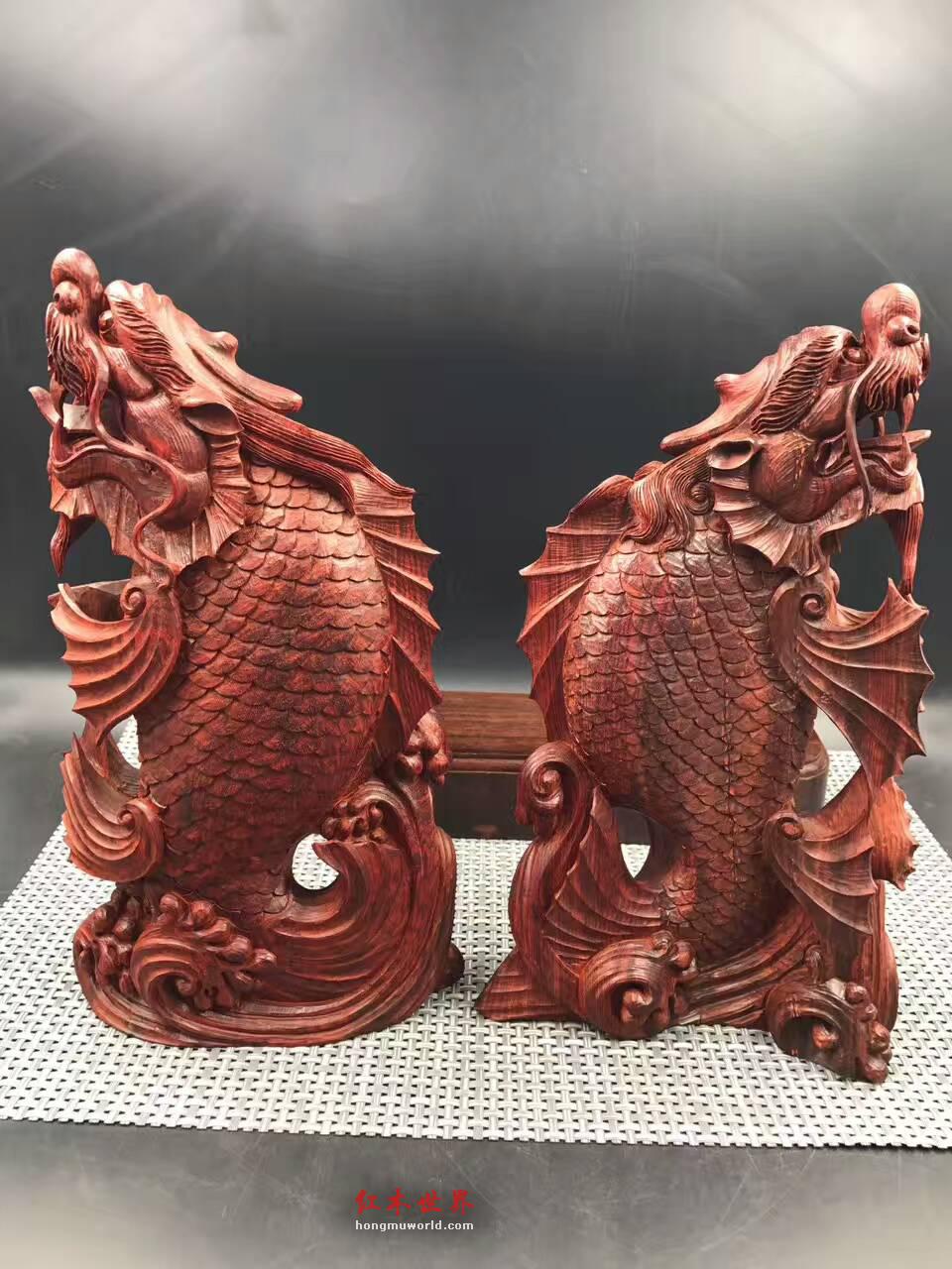 印度小叶紫檀摆件《独占鳌头》纯手工雕刻走轻刀-7