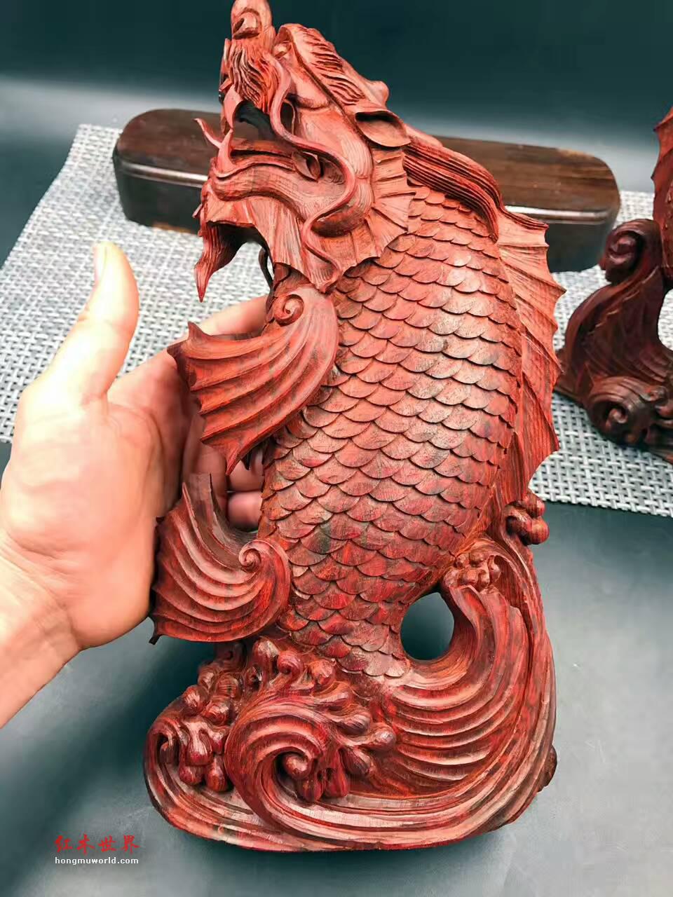 印度小叶紫檀摆件《独占鳌头》纯手工雕刻走轻刀-8