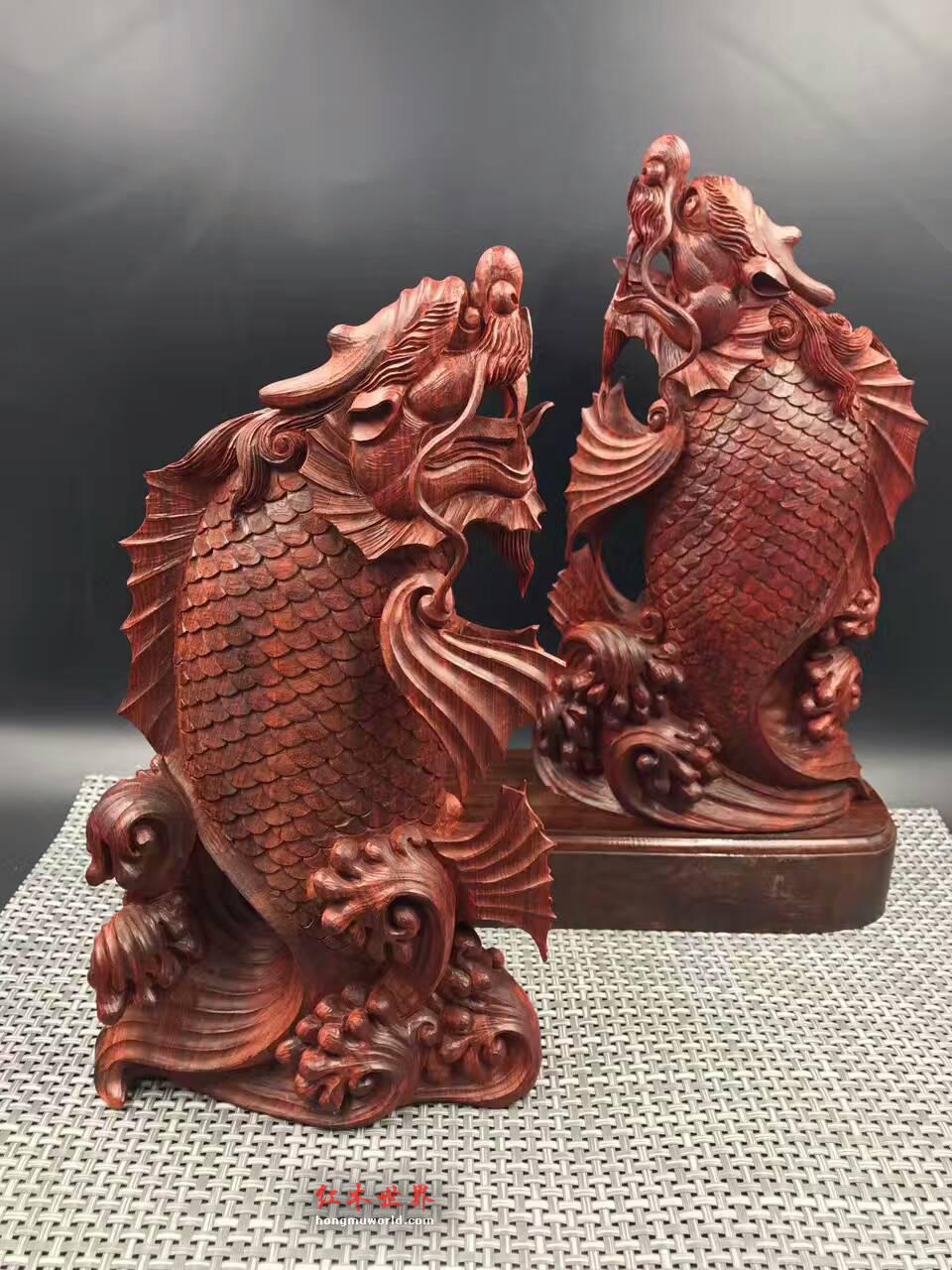印度小叶紫檀摆件《独占鳌头》纯手工雕刻走轻刀-9