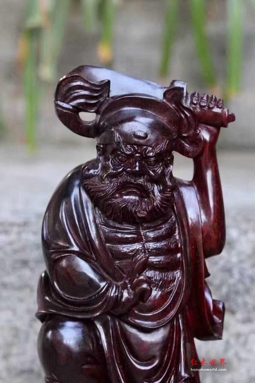 小叶紫檀小摆件《钟馗》 精工雕刻工艺精湛镇宅辟邪-1