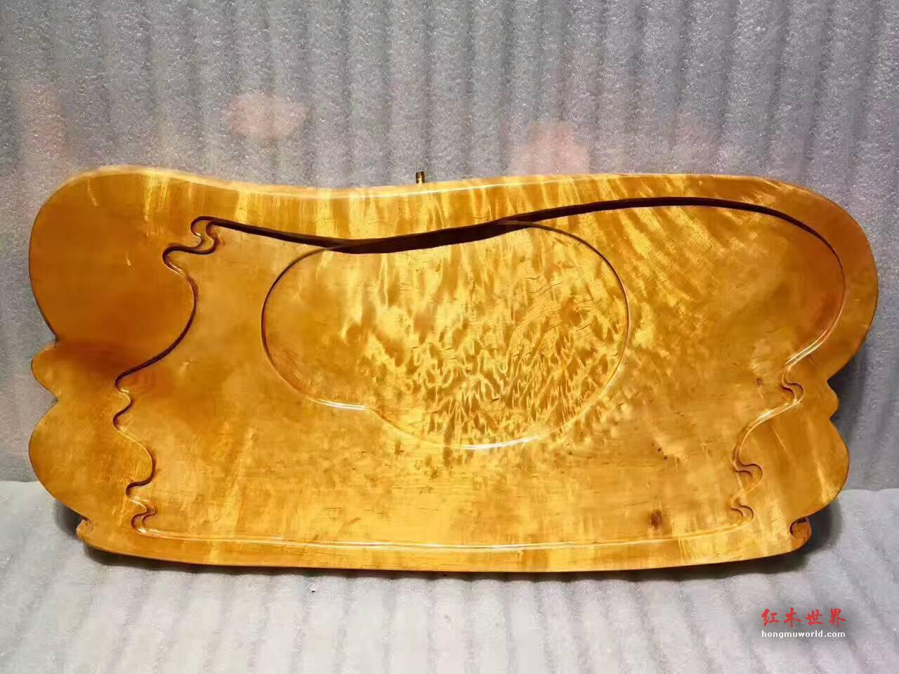 大叶金丝楠祥云茶盘 手工艺擦漆光滑3D闪电水波灵动-4