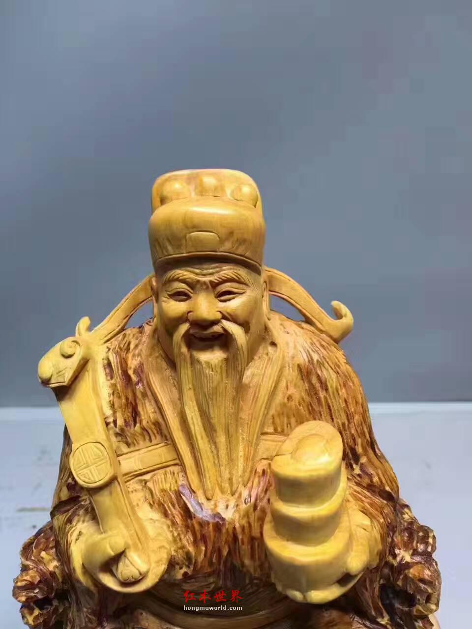湖北黄杨木材质精工打造摆件《财神》栩栩如生-2