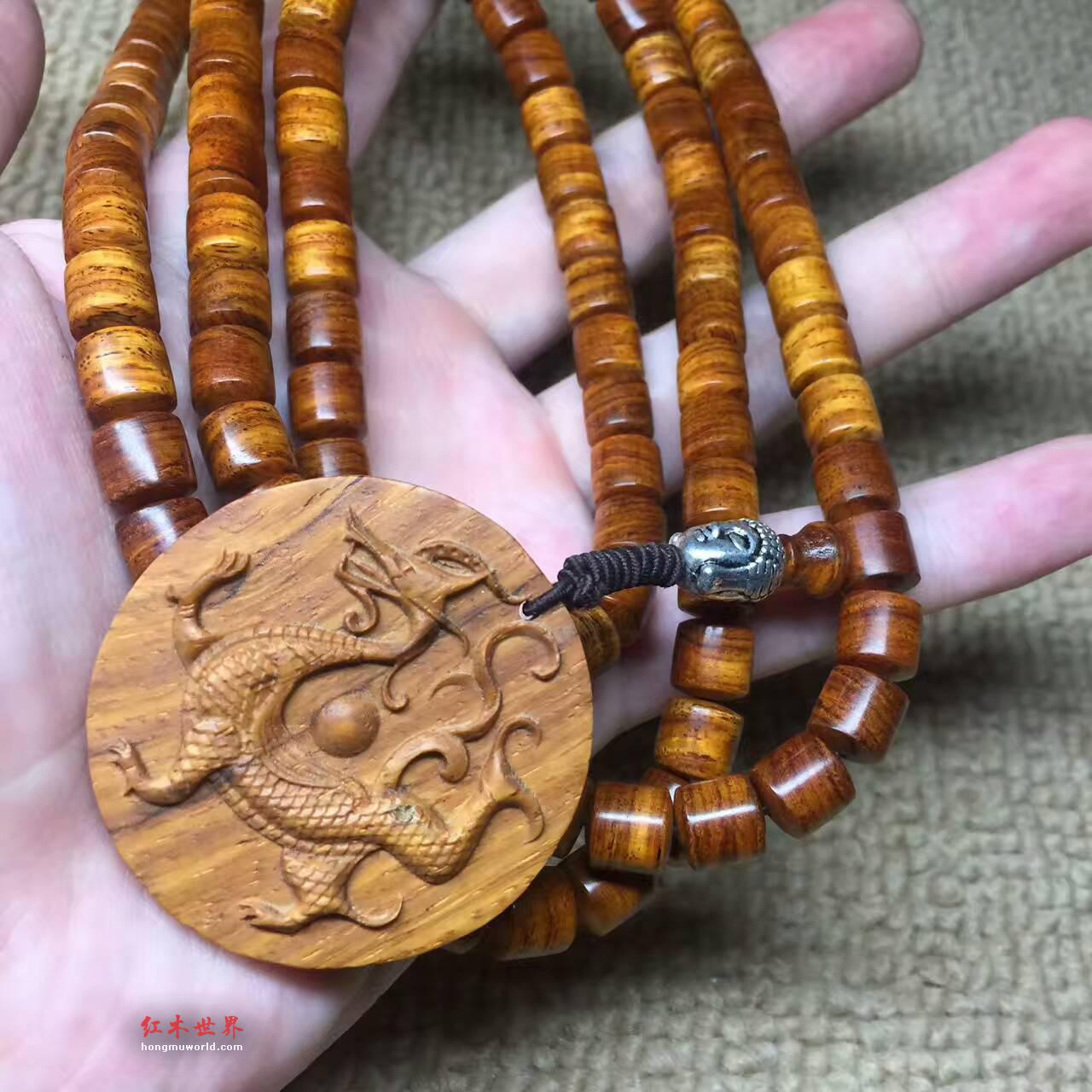 海南黄花梨8*8mm*108颗手串 爆满虎皮纹 降香味十足 无胶无腊-1