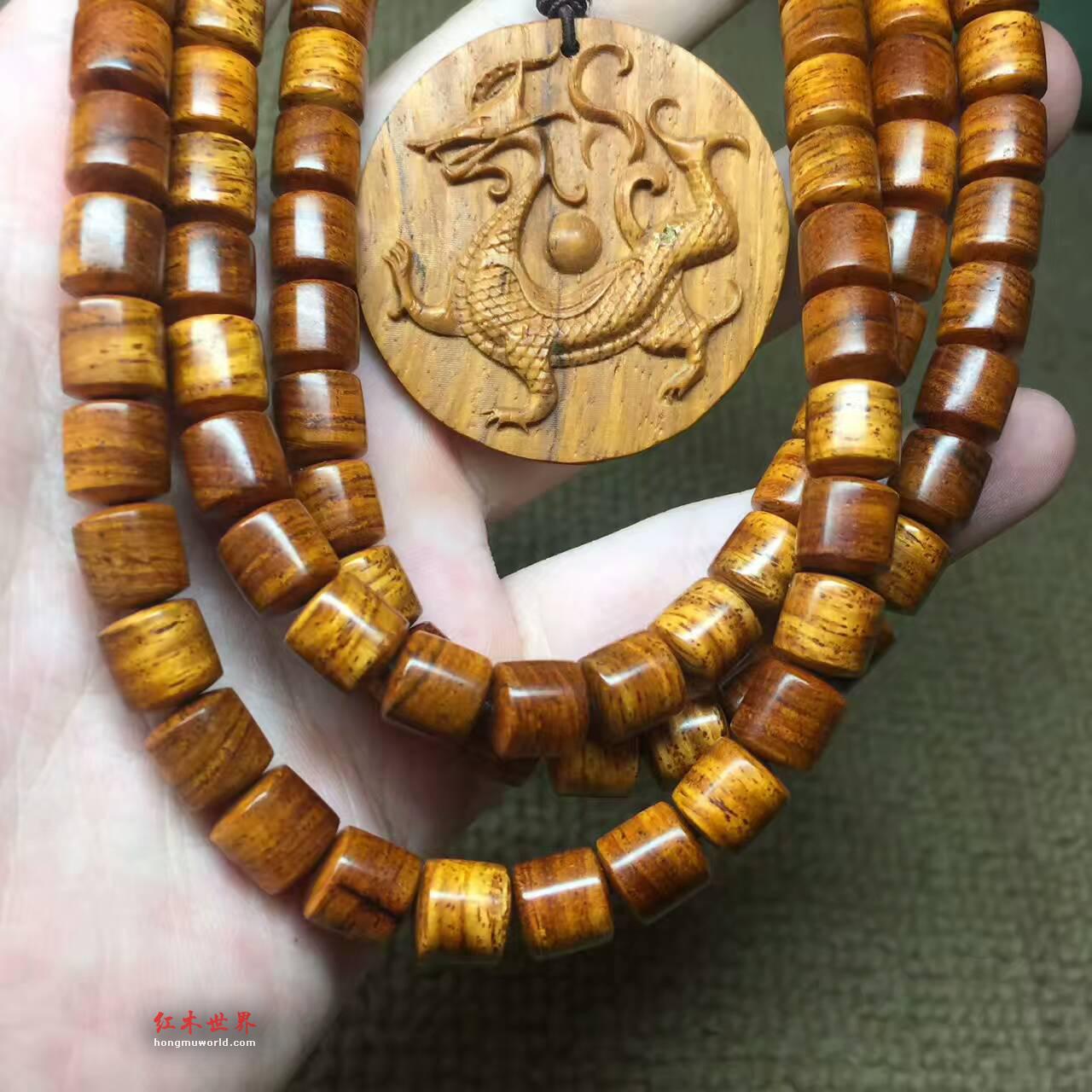 海南黄花梨8*8mm*108颗手串 爆满虎皮纹 降香味十足 无胶无腊-8