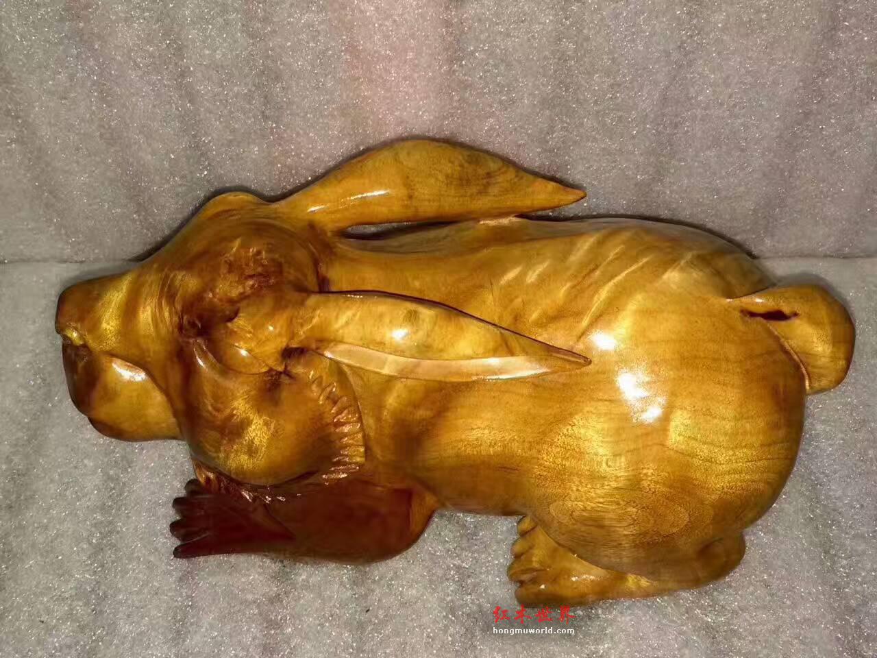 小叶桢楠工艺品《小兔乖乖》雕工精美颜色漂亮-6