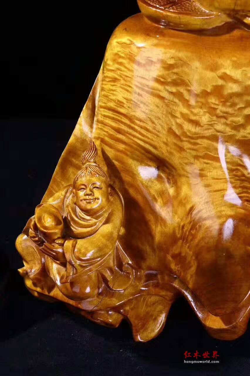 小叶桢楠《散财童子》大师之作刀工细腻底色饱满-2