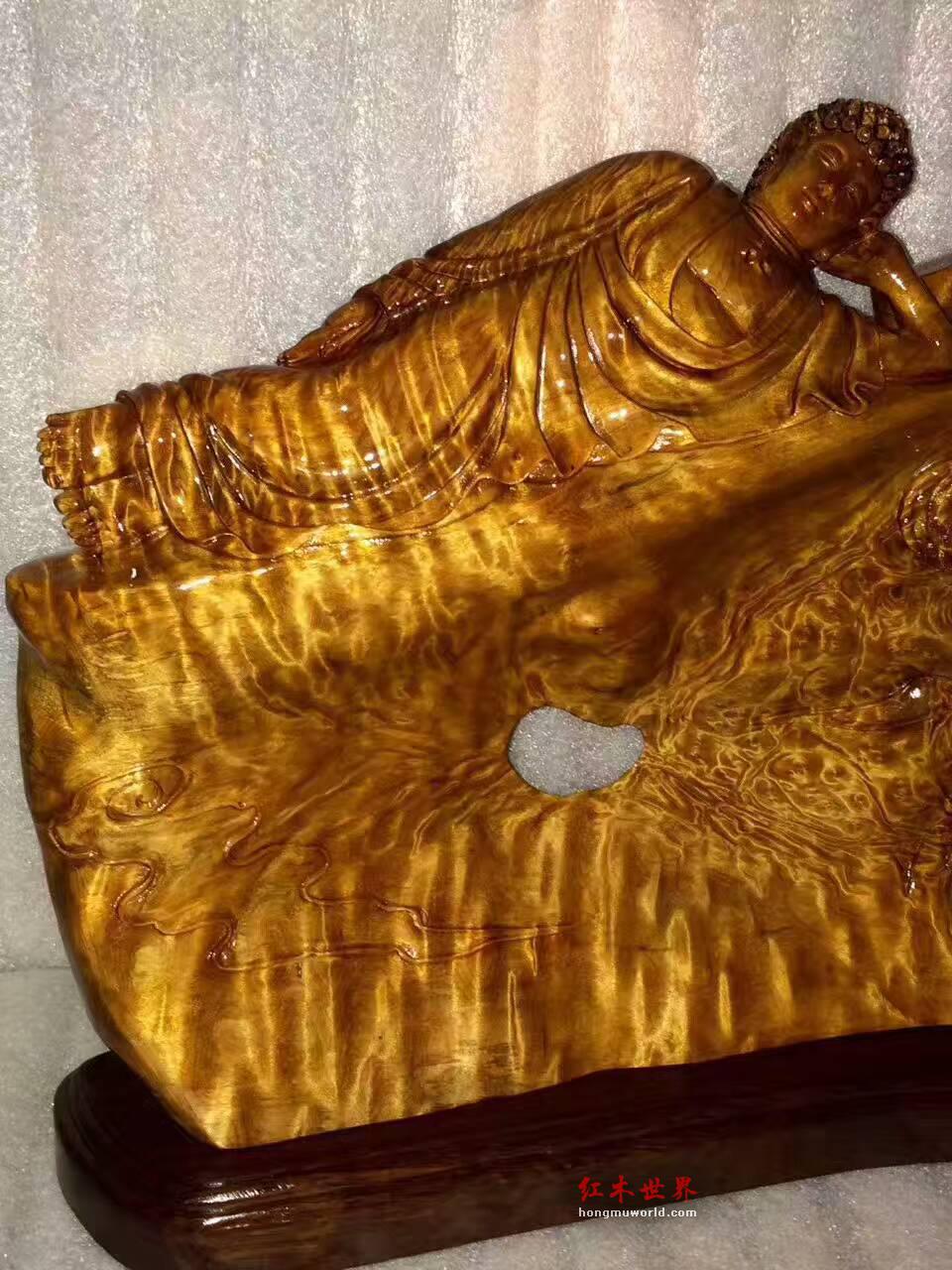 金丝楠木《祥云卧佛》摆件 雕工精细纹理漂亮-7