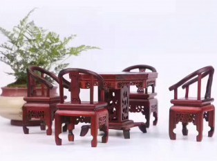 酸枝八角桌五件套工艺品 精致小巧送礼首选