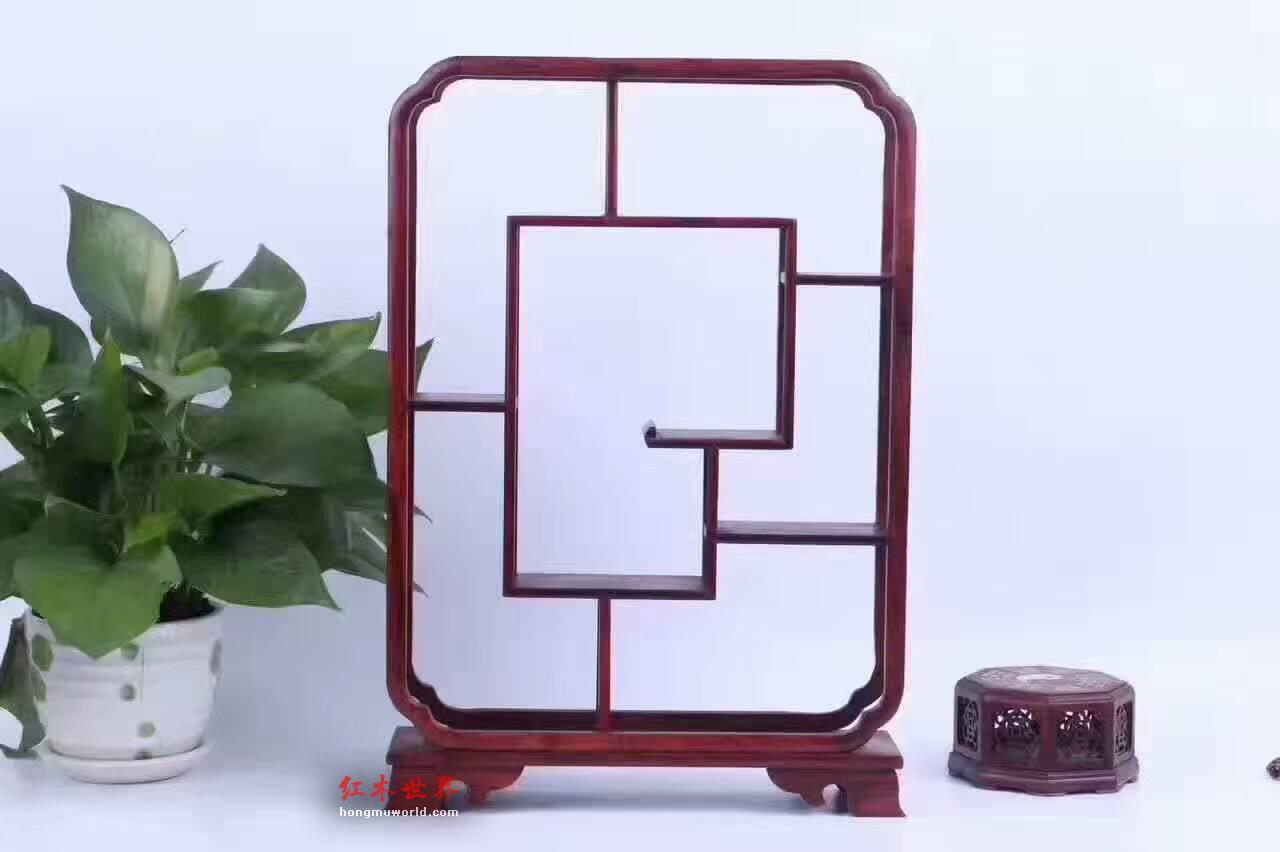 多形状小型博古架 大红酸枝材质做工精细-8