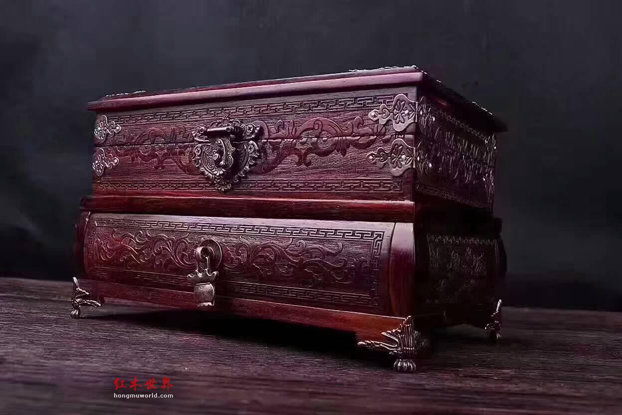 明清首饰盒《锦上添花镜箱》红酸枝老料打造复古有韵味-3