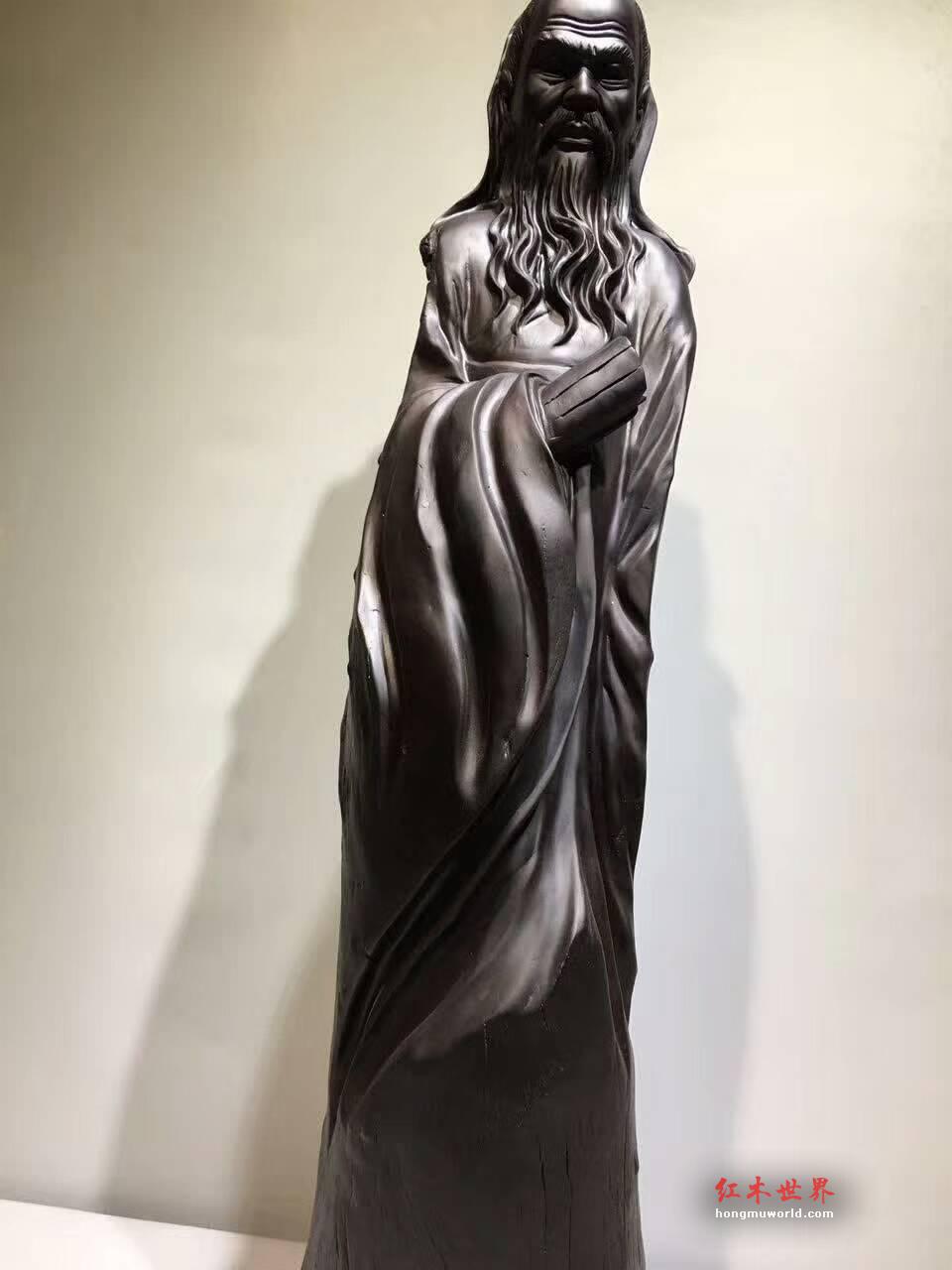 难得好木雕刻作品《孔子》 阴沉红椿木手工雕刻寓意好-7