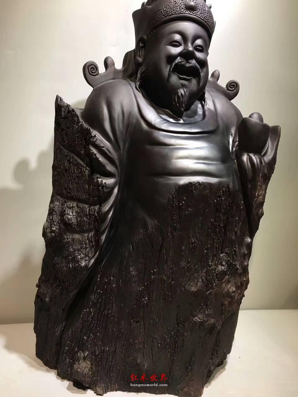 阴沉乌木根雕《财神》雕工精美栩栩如生招财摆件-1