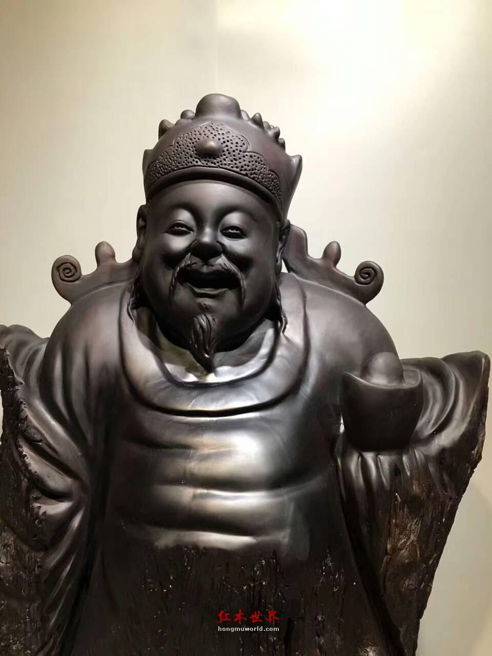 阴沉乌木根雕《财神》雕工精美栩栩如生招财摆件-2