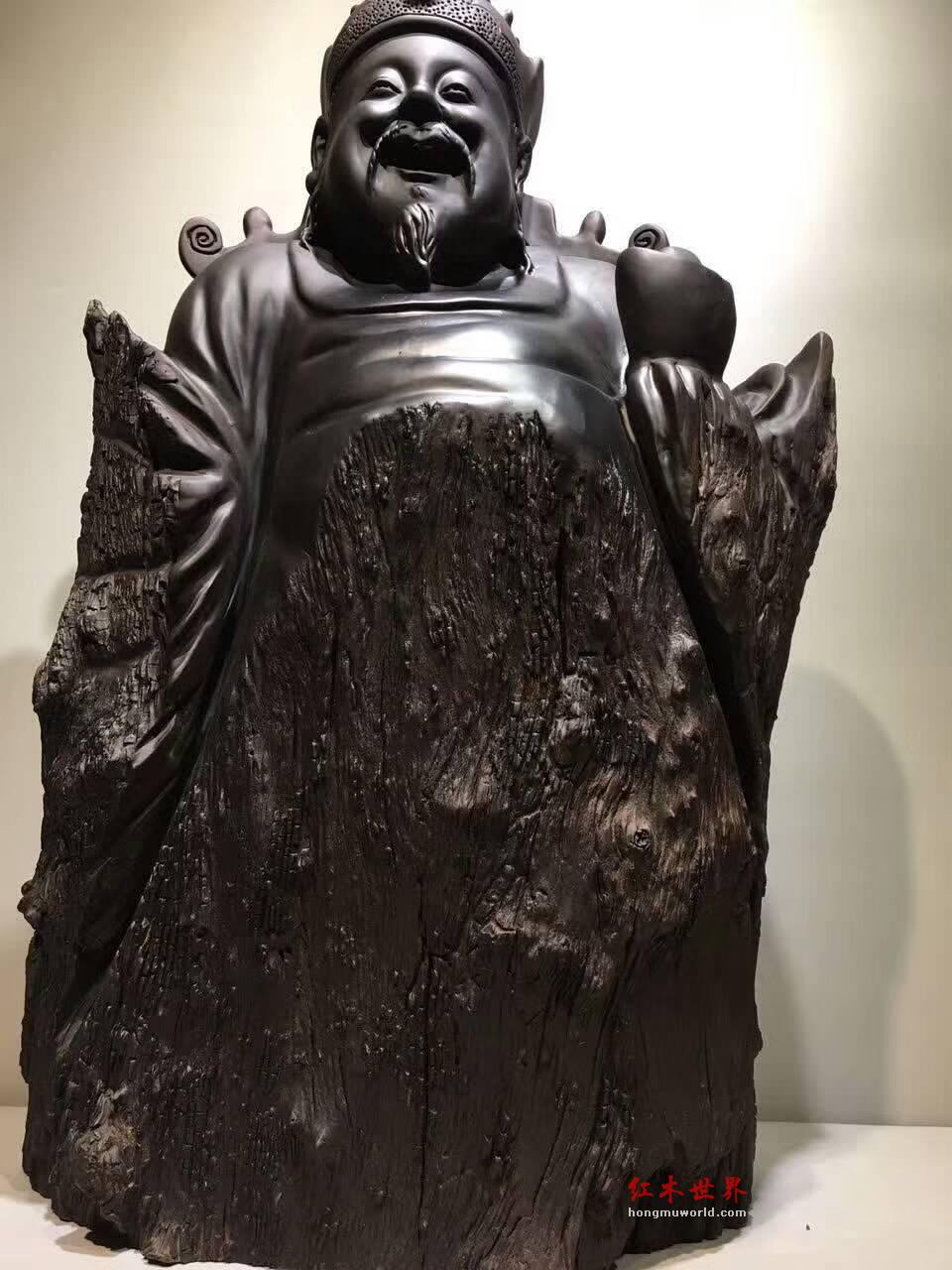 阴沉乌木根雕《财神》雕工精美栩栩如生招财摆件-5