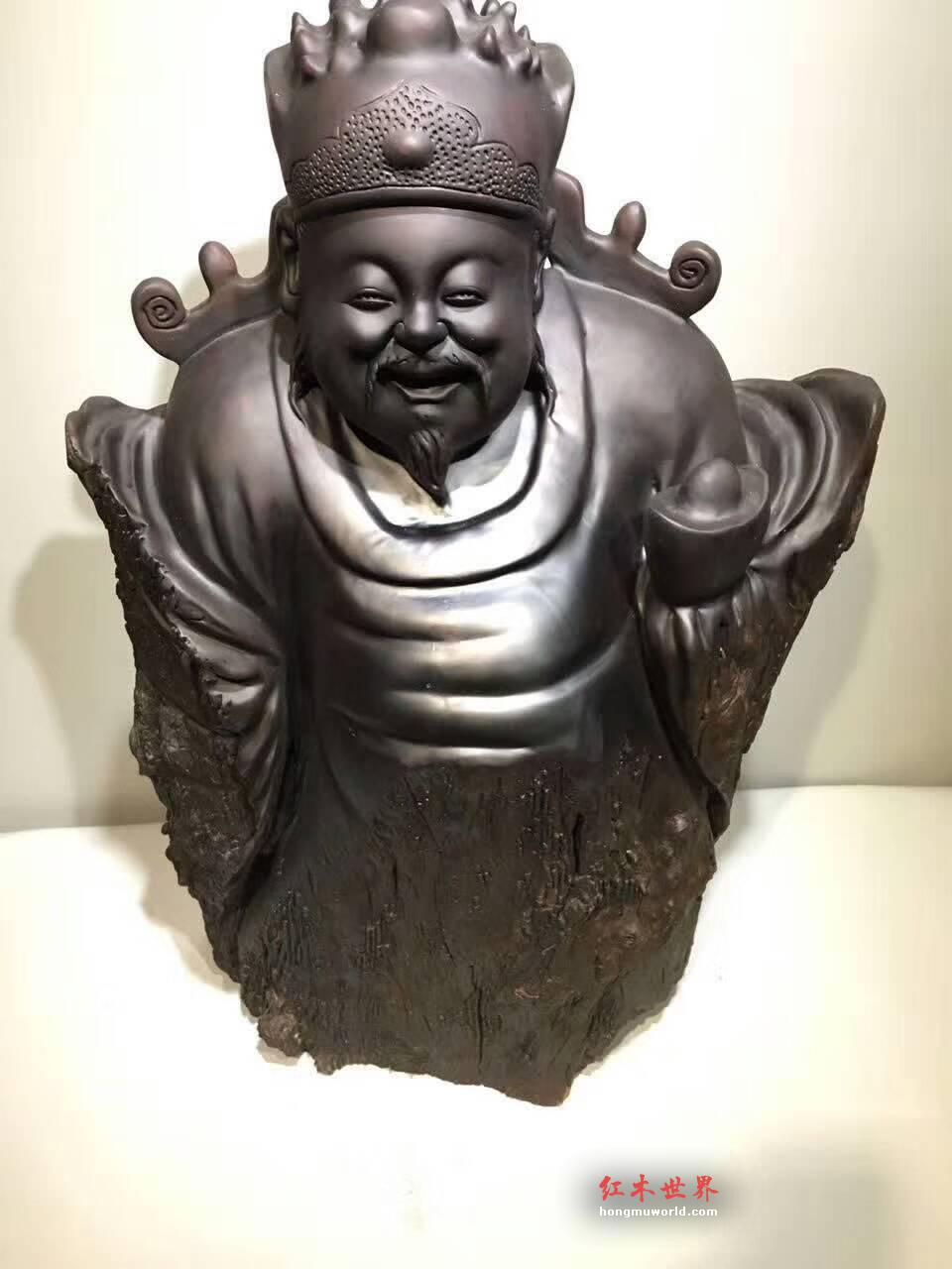 阴沉乌木根雕《财神》雕工精美栩栩如生招财摆件-4