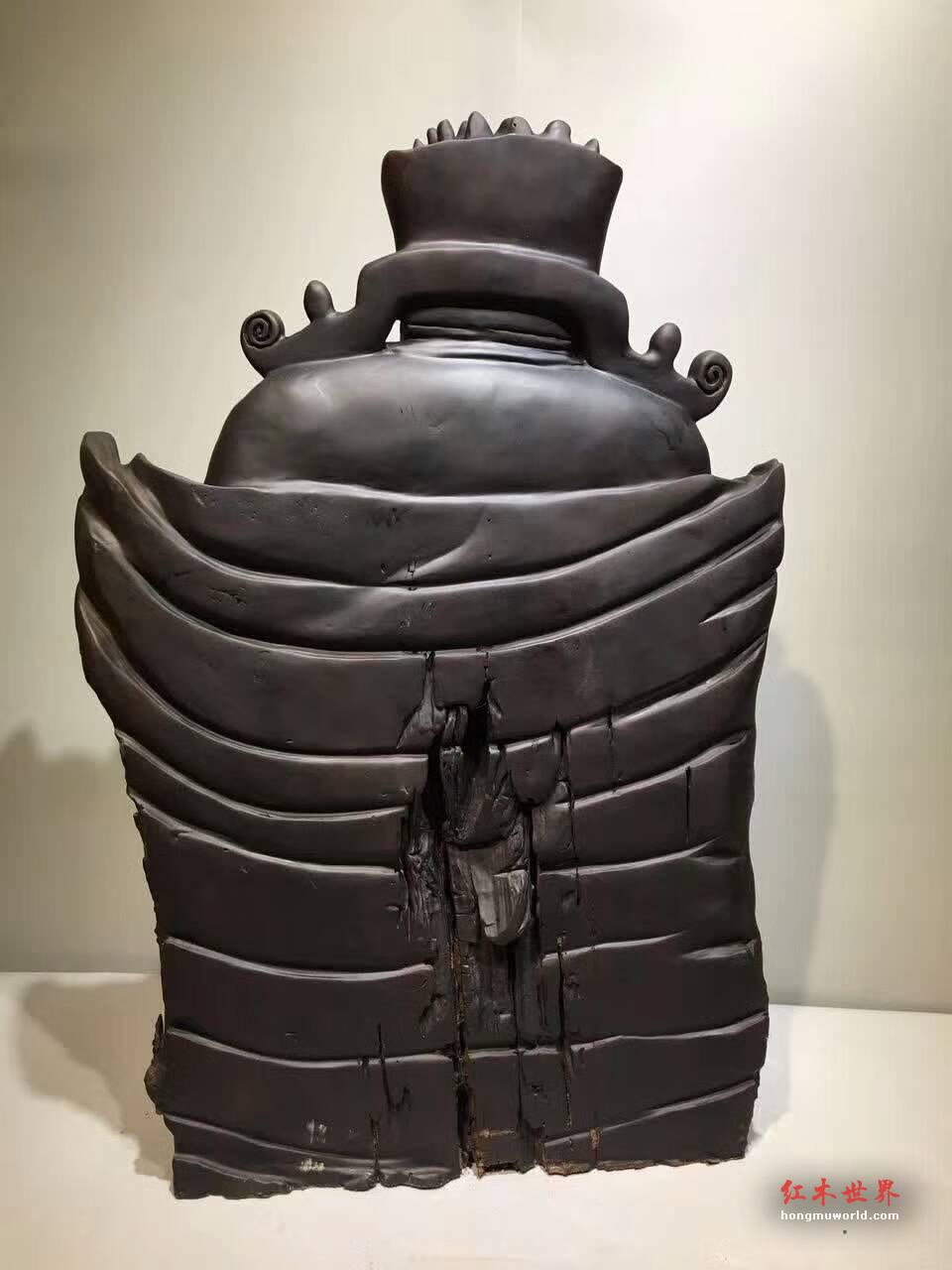 阴沉乌木根雕《财神》雕工精美栩栩如生招财摆件-8