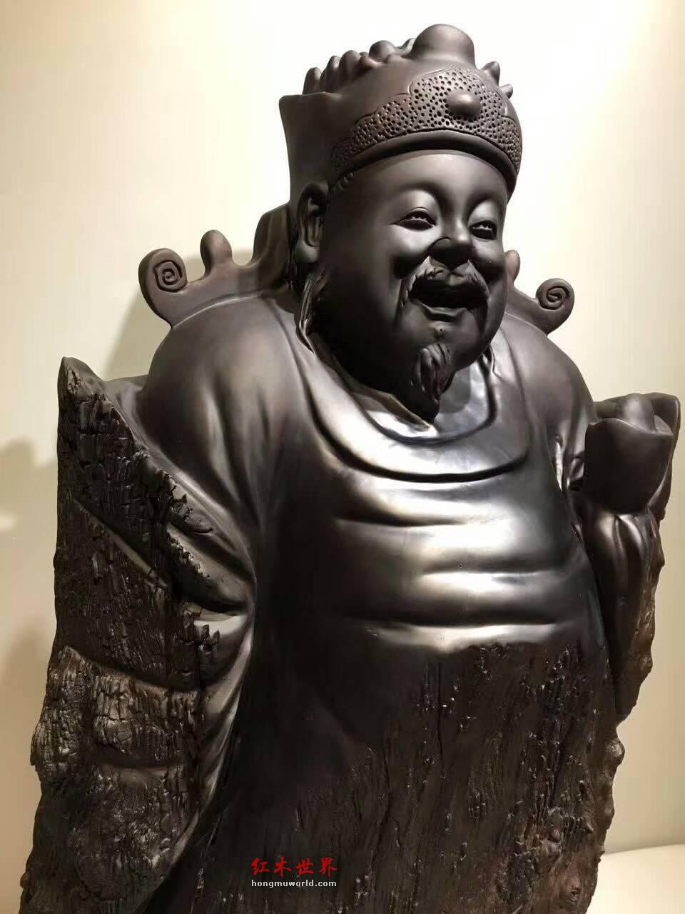 阴沉乌木根雕《财神》雕工精美栩栩如生招财摆件-7