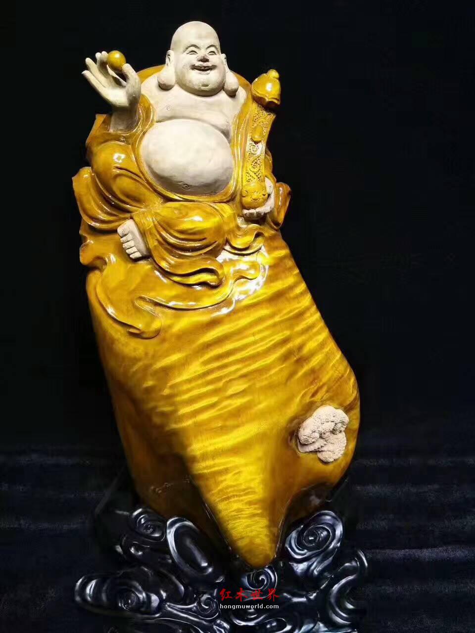 金丝楠木工艺品《弥勒佛》 雕刻逼真造型独特可以把玩-4