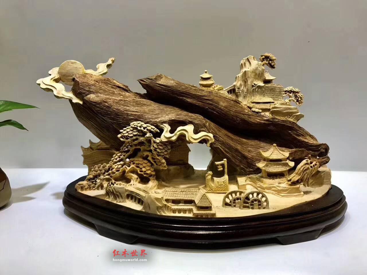 印尼马尼捞沉香手工雕件《夜游赤壁》细腻精致收藏佳品-1