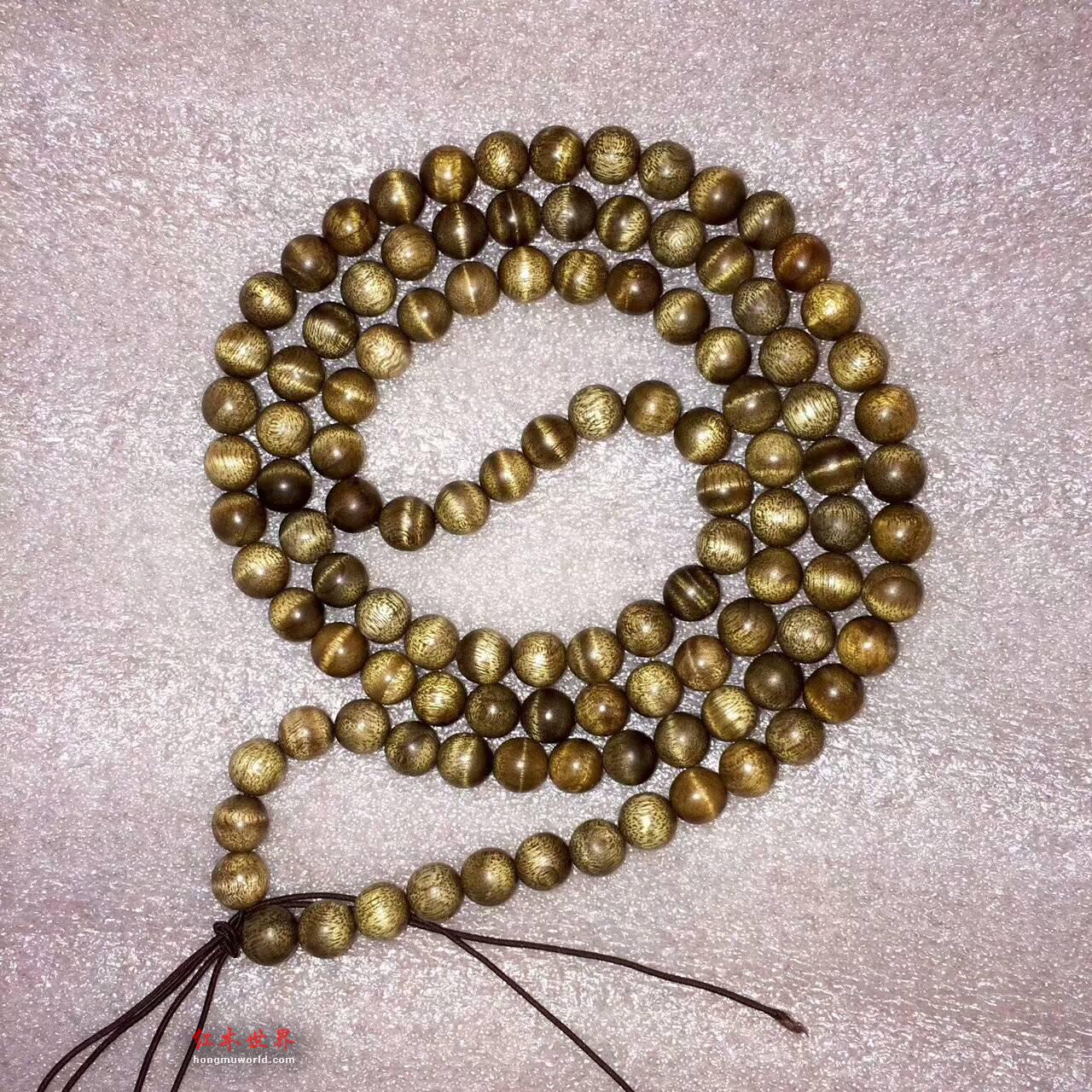 金丝楠小叶桢楠老料108颗手串 黑金底色沉稳静谧-3