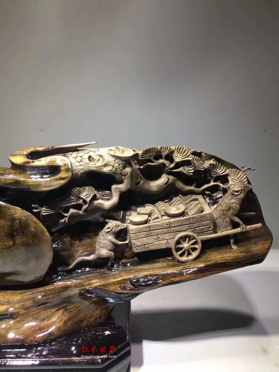 古阴沉木根雕《招财进宝》材质细腻雕工精致完美摆件-1