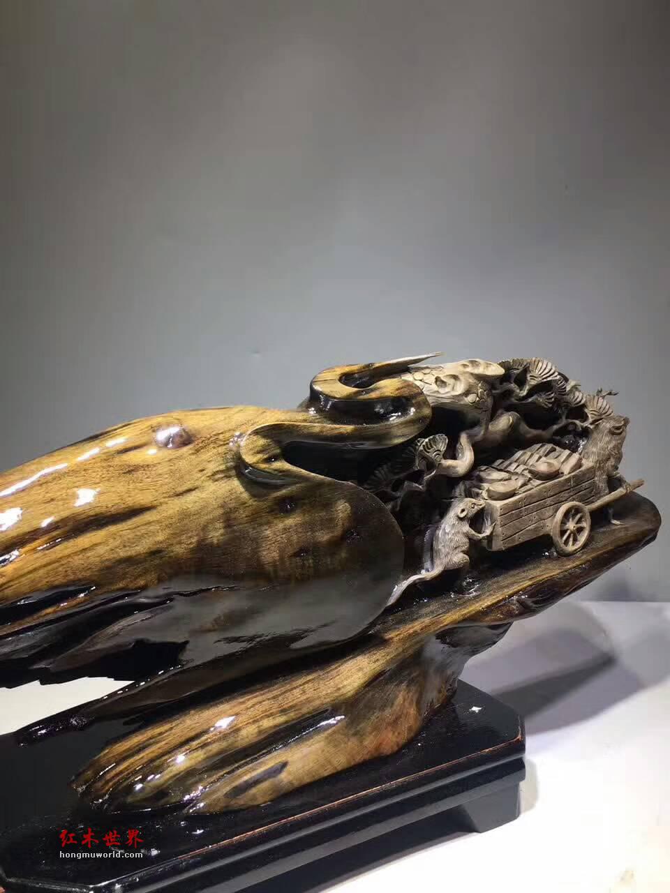 古阴沉木根雕《招财进宝》材质细腻雕工精致完美摆件-9