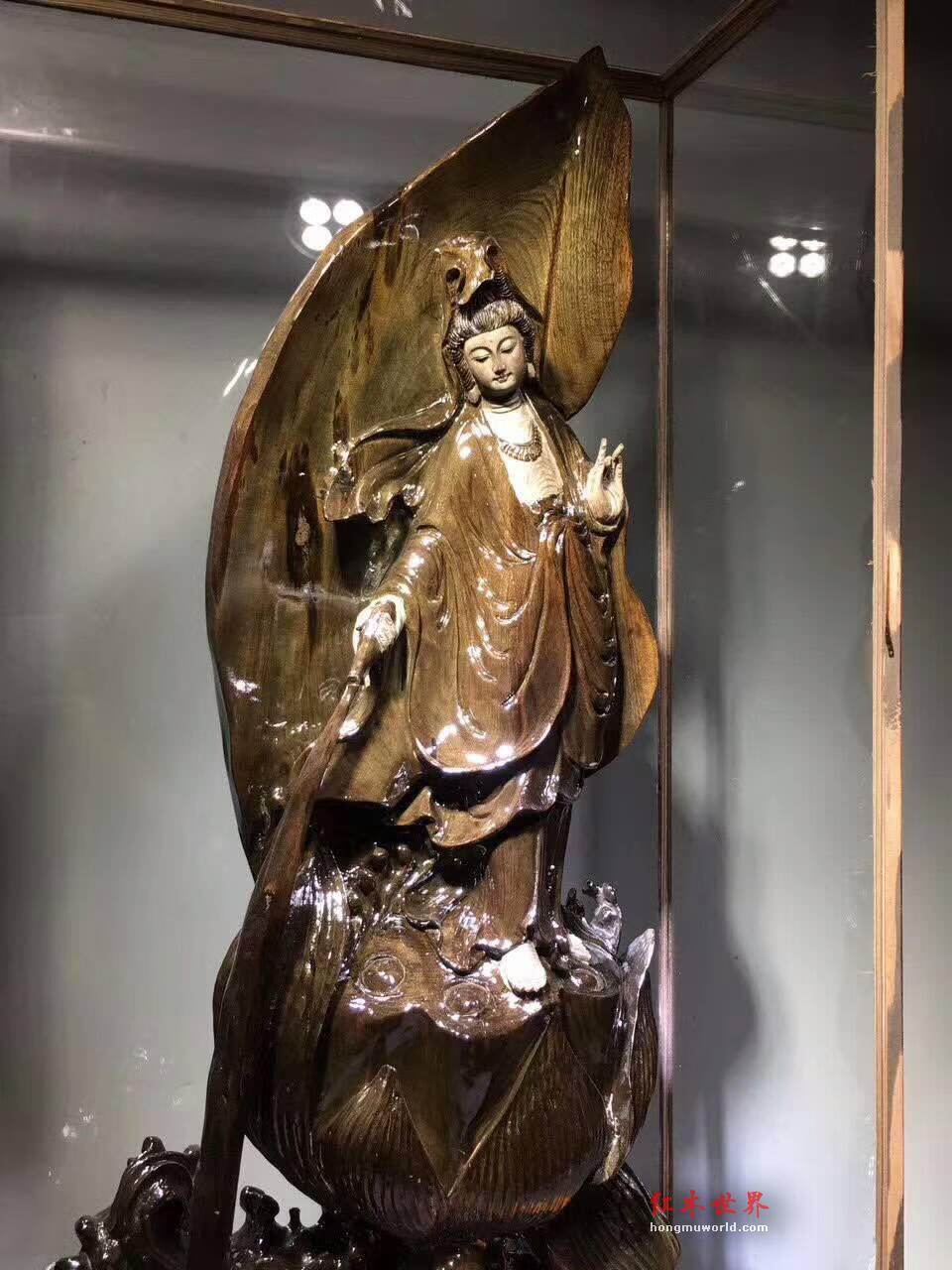 《自在观音》摆件 阴沉木根雕肃穆庄严雕工精细-2