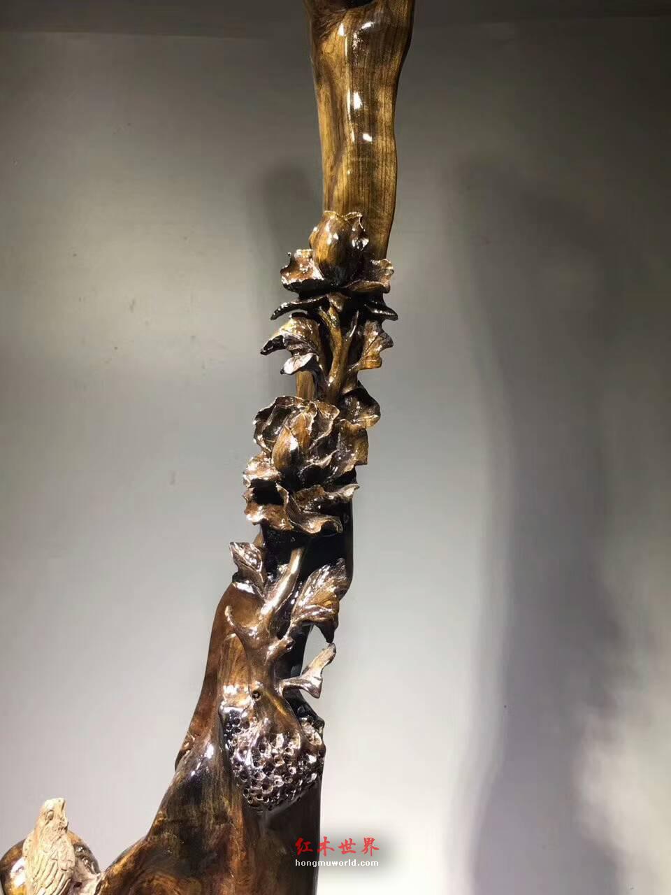 阴沉木根雕工艺品《花开富贵》 随形设计独特创意-2