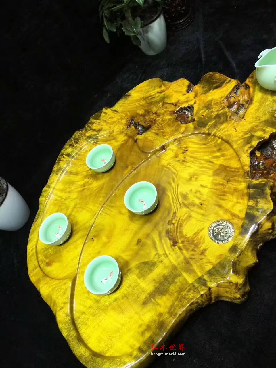 黄金樟天然随形茶盘 干净适中聚会喝茶好伴侣-9