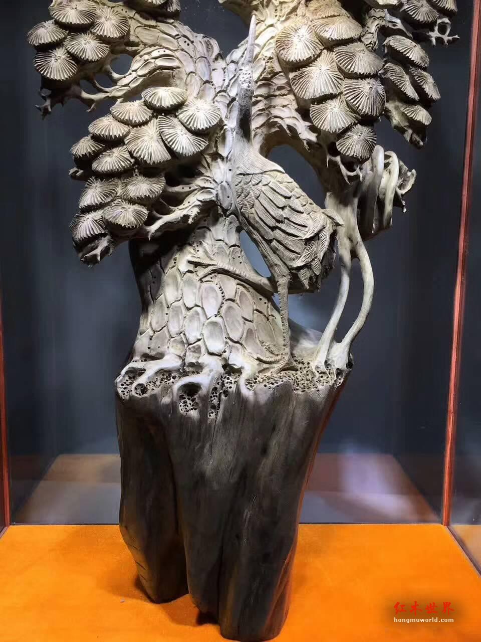 根雕《松鹤延年（双鹤）》 古阴沉木打造全品无拼无接-3