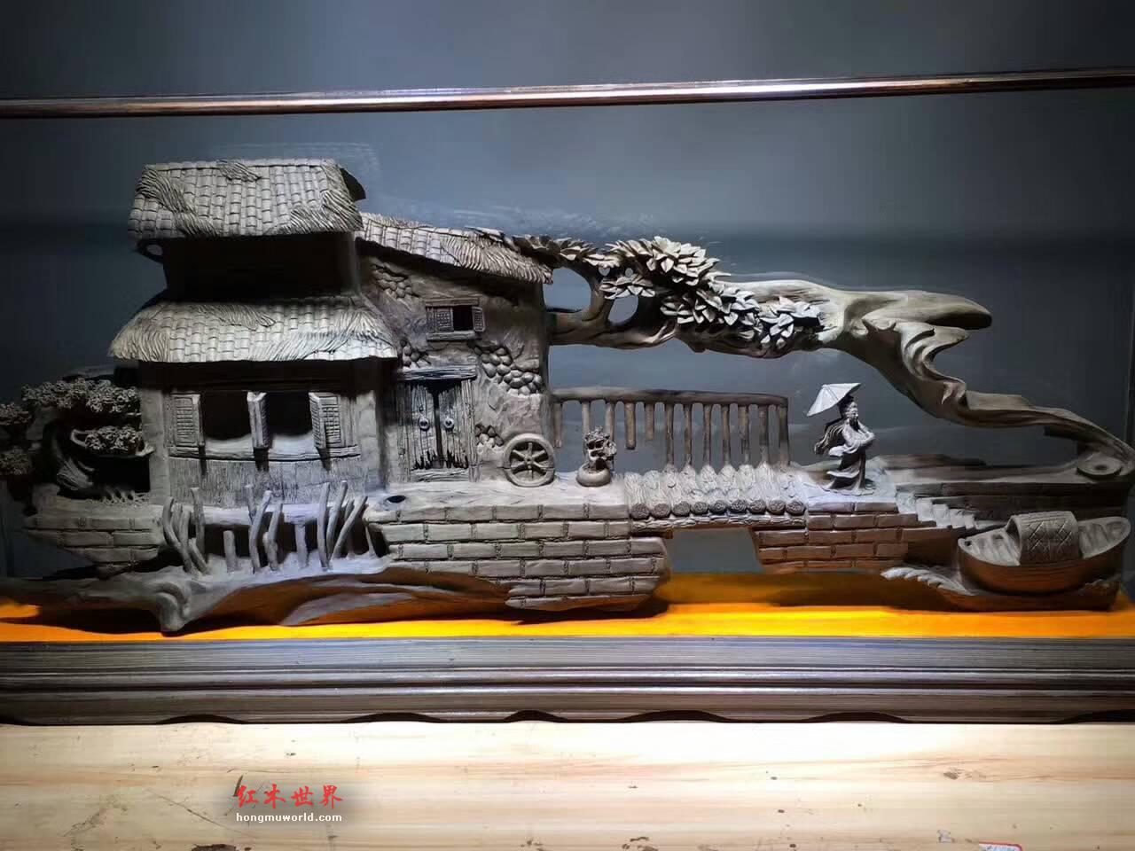 正宗小叶金丝楠阴沉木意境之作《江南水乡》顶级臻品美轮美奂-2