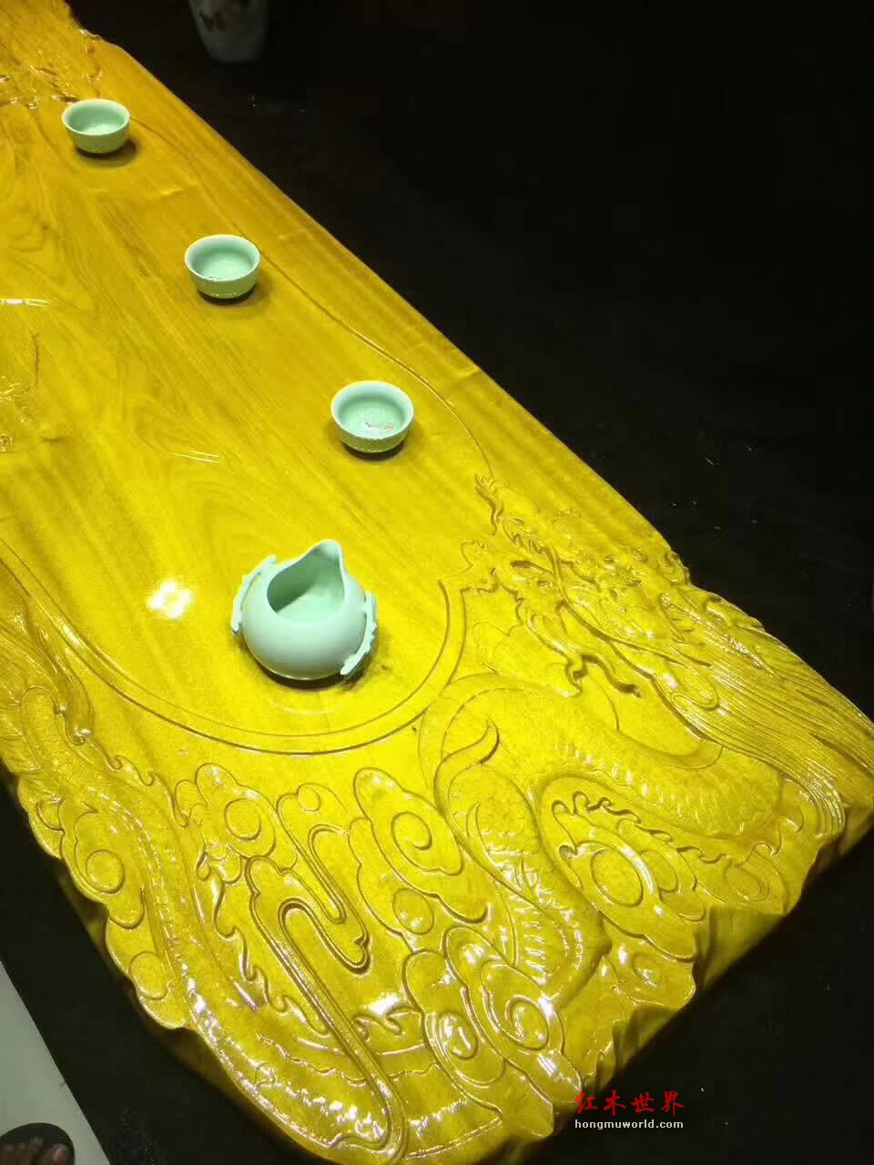 金丝楠木茶盘《龙腾四海》简约大气雕刻霸气十足-7