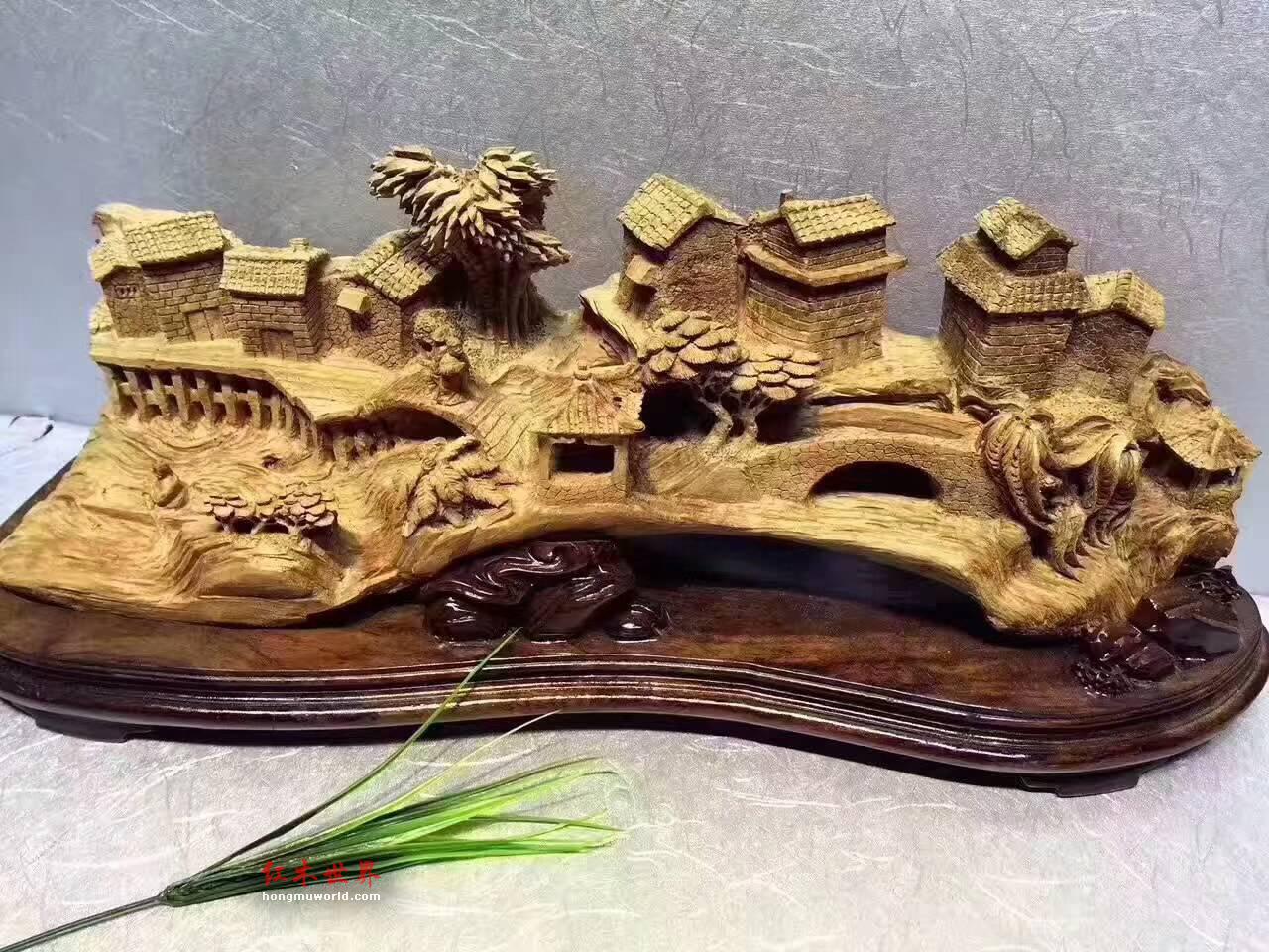 印尼天然沉香根雕《江南水乡》香味浓郁工艺精湛形态栩栩如生-5