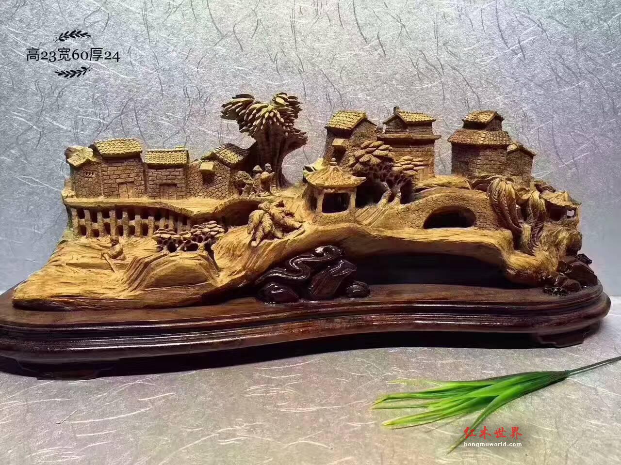 印尼天然沉香根雕《江南水乡》香味浓郁工艺精湛形态栩栩如生-6