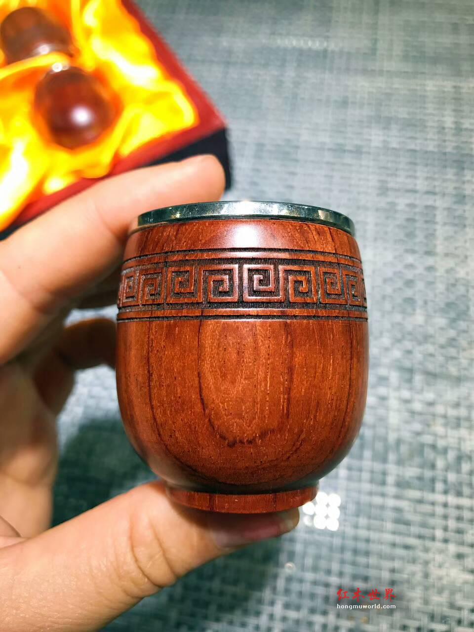 进口烘干花梨木外壳加304不锈钢内胆小酒杯 独特创意礼品-1