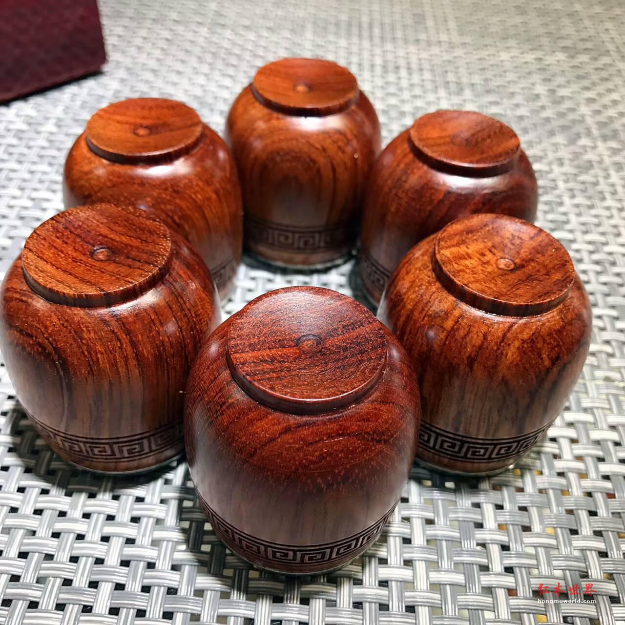 进口烘干花梨木外壳加304不锈钢内胆小酒杯 独特创意礼品-2